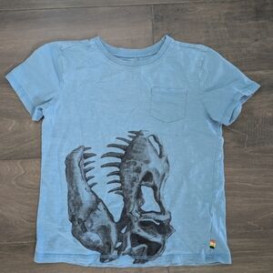 Hatley Light Blue Short Sleeve Tee with Black Dinosaur Skull